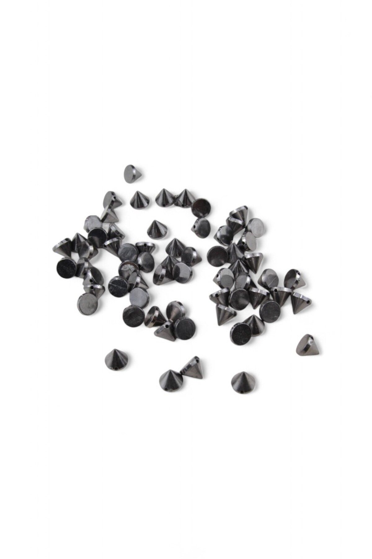 10 mm Çivi Dikme Taş Metalik Gri Boncuk (30 Gr 80 Adet)