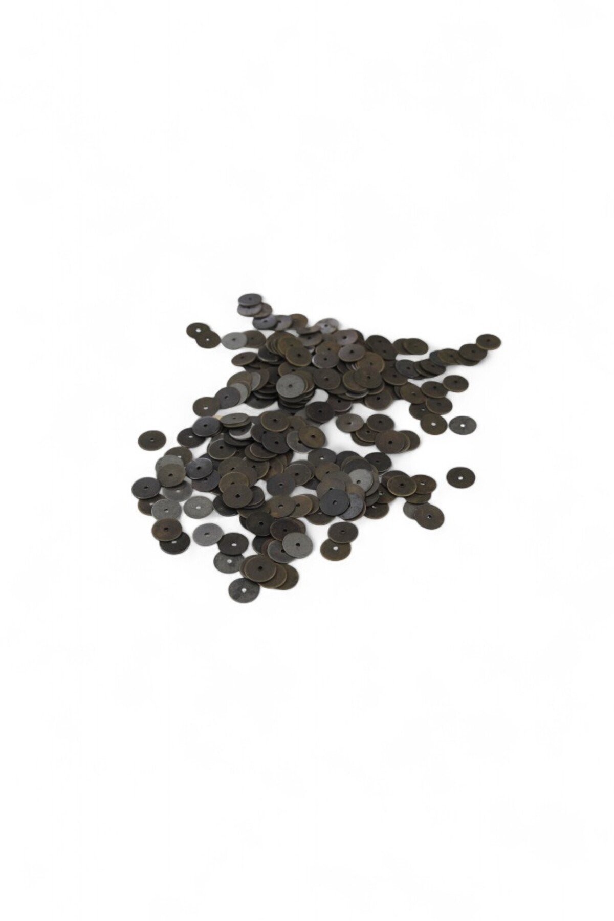10 mm Koyu Gri Ortadan Delikli Pirinç Metal Pul Payet (30 Gr 100 Adet)