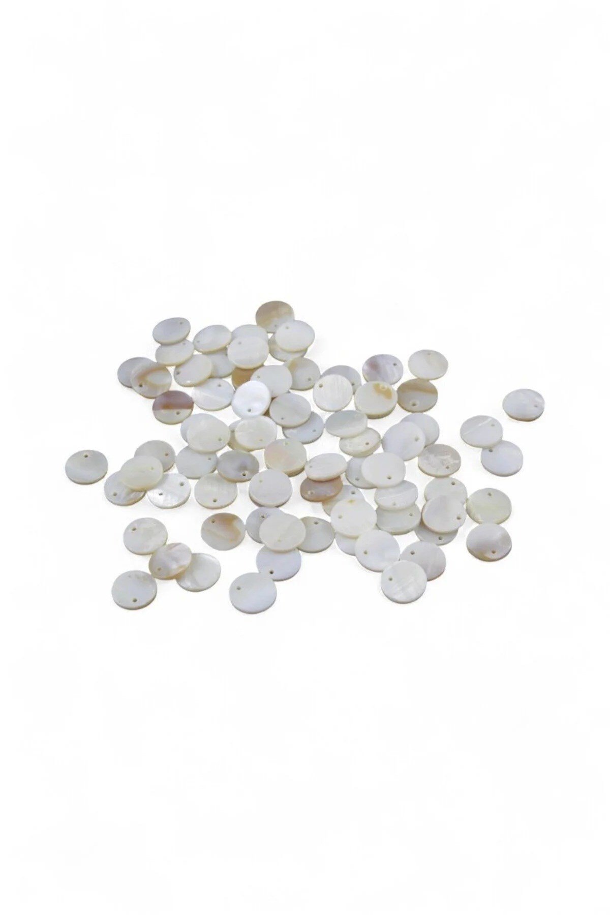 10 mm Krem Yandan Delikli Pul Boncuk ( 40 adet )