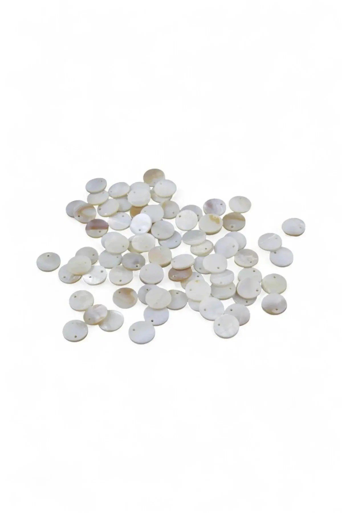 10 mm Krem Yandan Delikli Pul Boncuk ( 40 adet )