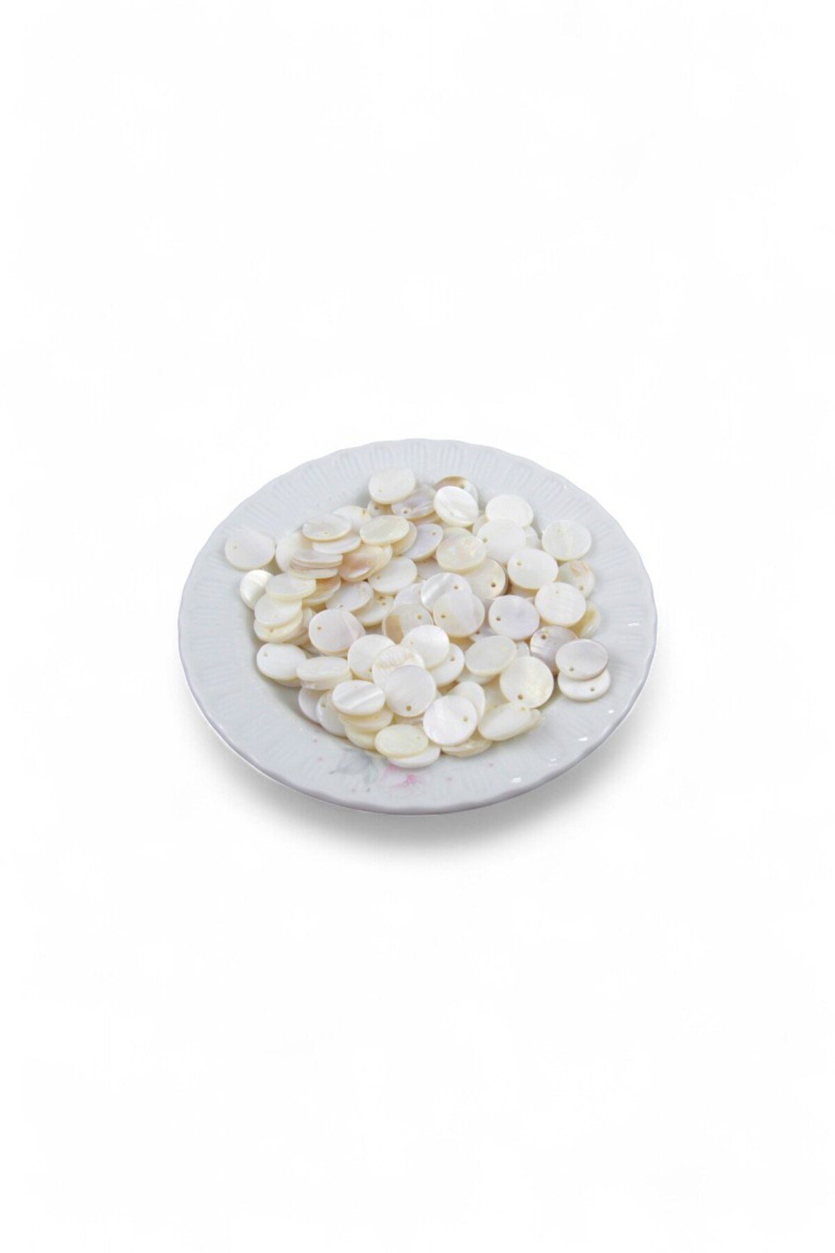 10 mm Yandan Delikli Krem Boncuk (40 Adet)