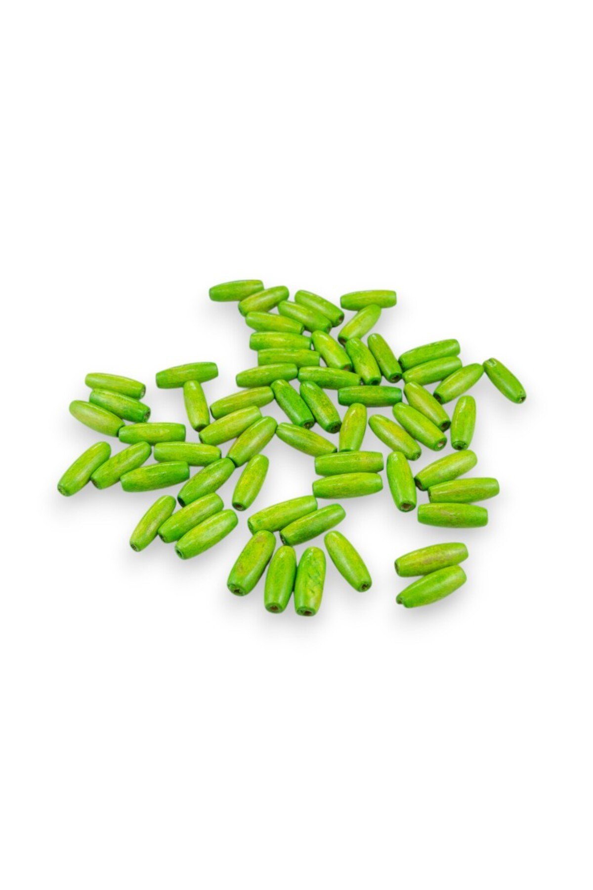 12 Mm Arpa Fıstık Yeşili (22X6 MM) Ahşap Boncuk 35 gr (70 ADET)