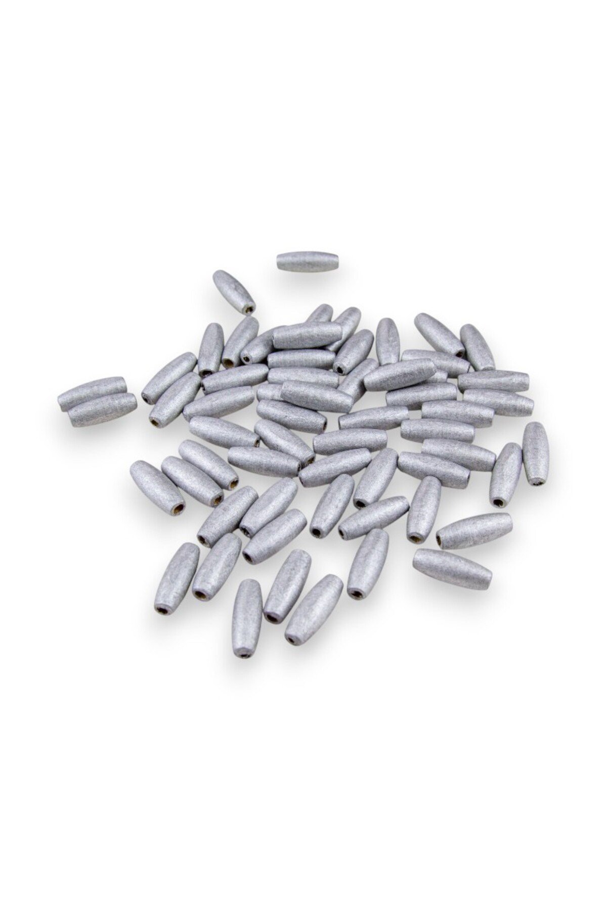 12 Mm Arpa Gümüş (22X6 MM) Ahşap Boncuk 35 gr (70 ADET)