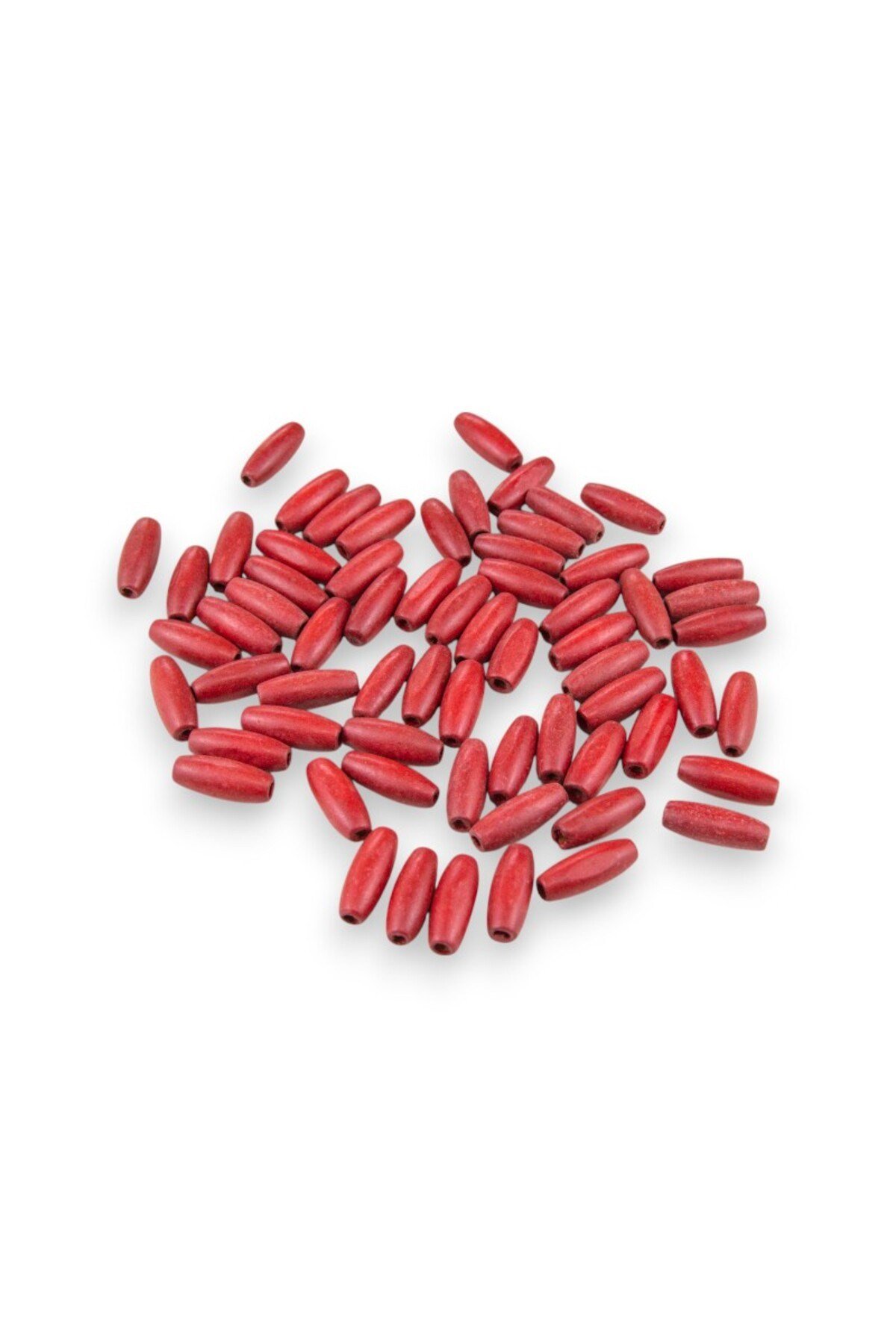 12 Mm Arpa Kırmızı (22X6 MM) Ahşap Boncuk 35 gr (70 ADET)