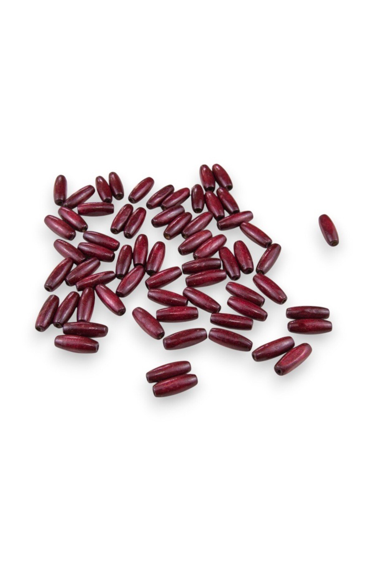 12 Mm Arpa Koyu Bordo (22X6 MM) Ahşap Boncuk 35 gr (70 ADET)