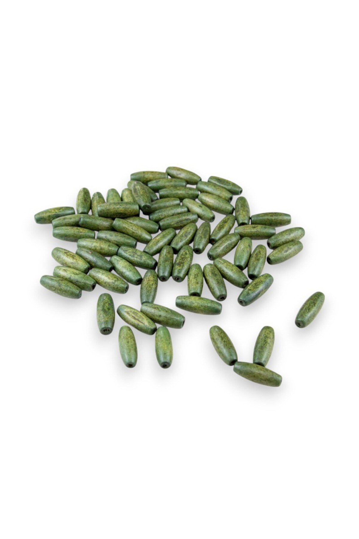 12 Mm Arpa Koyu Fıstık Yeşil (22X6 MM) Ahşap Boncuk 35 gr (70 ADET)