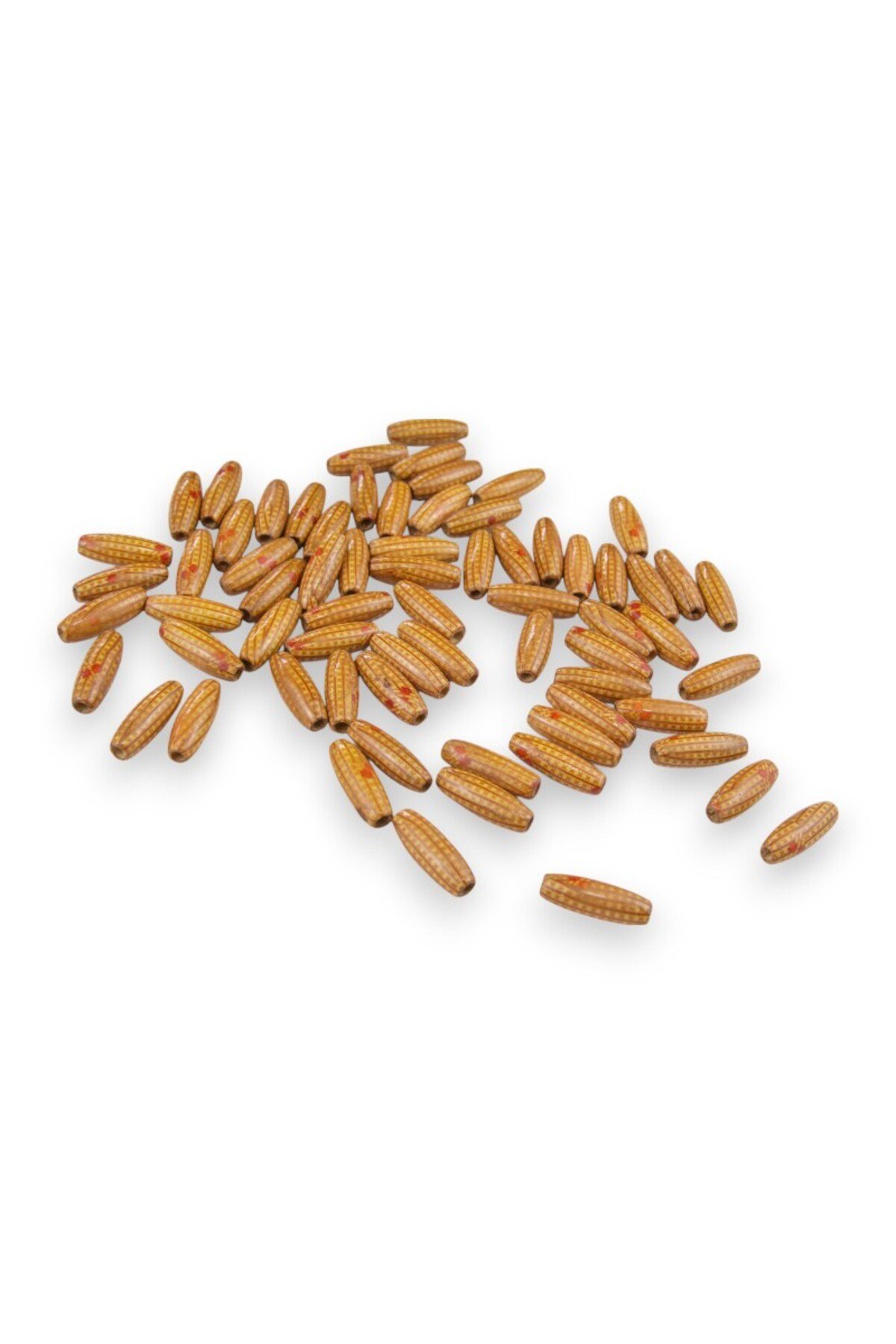 12 Mm Arpa Şeritli Açık Kahve (22X6 MM) Ahşap Boncuk 35 gr (70 ADET)