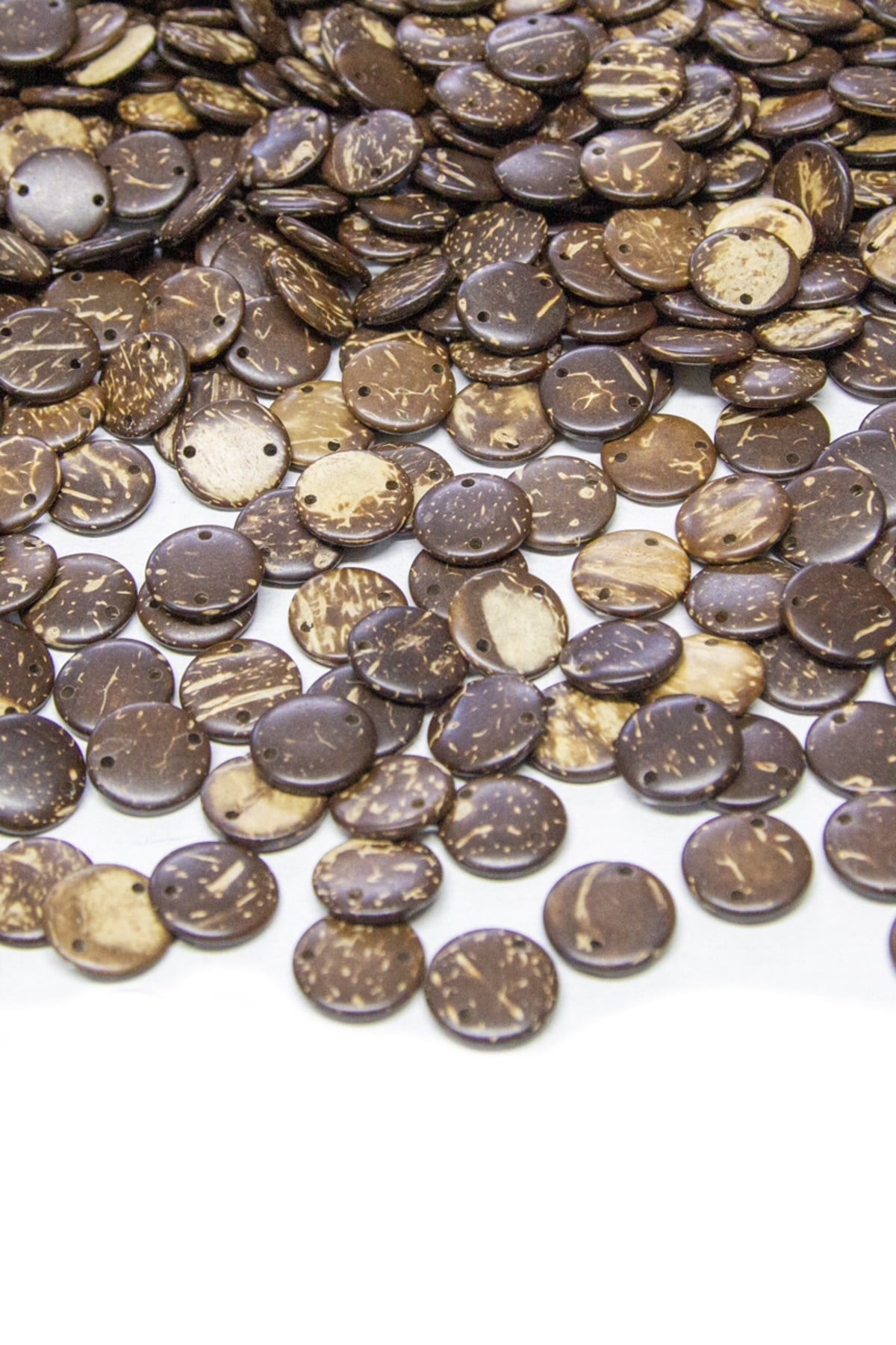 15 mm Çift Delikli Kokonat Ahşap Boncuk 50 gr (90 Adet)