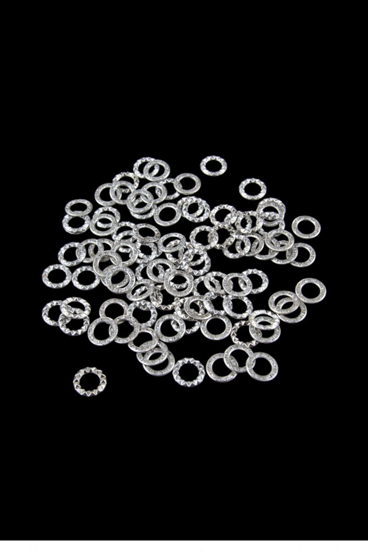 15x3 mm Zamak Yuvarlak Gümüş Halka Taş (100 Adet)