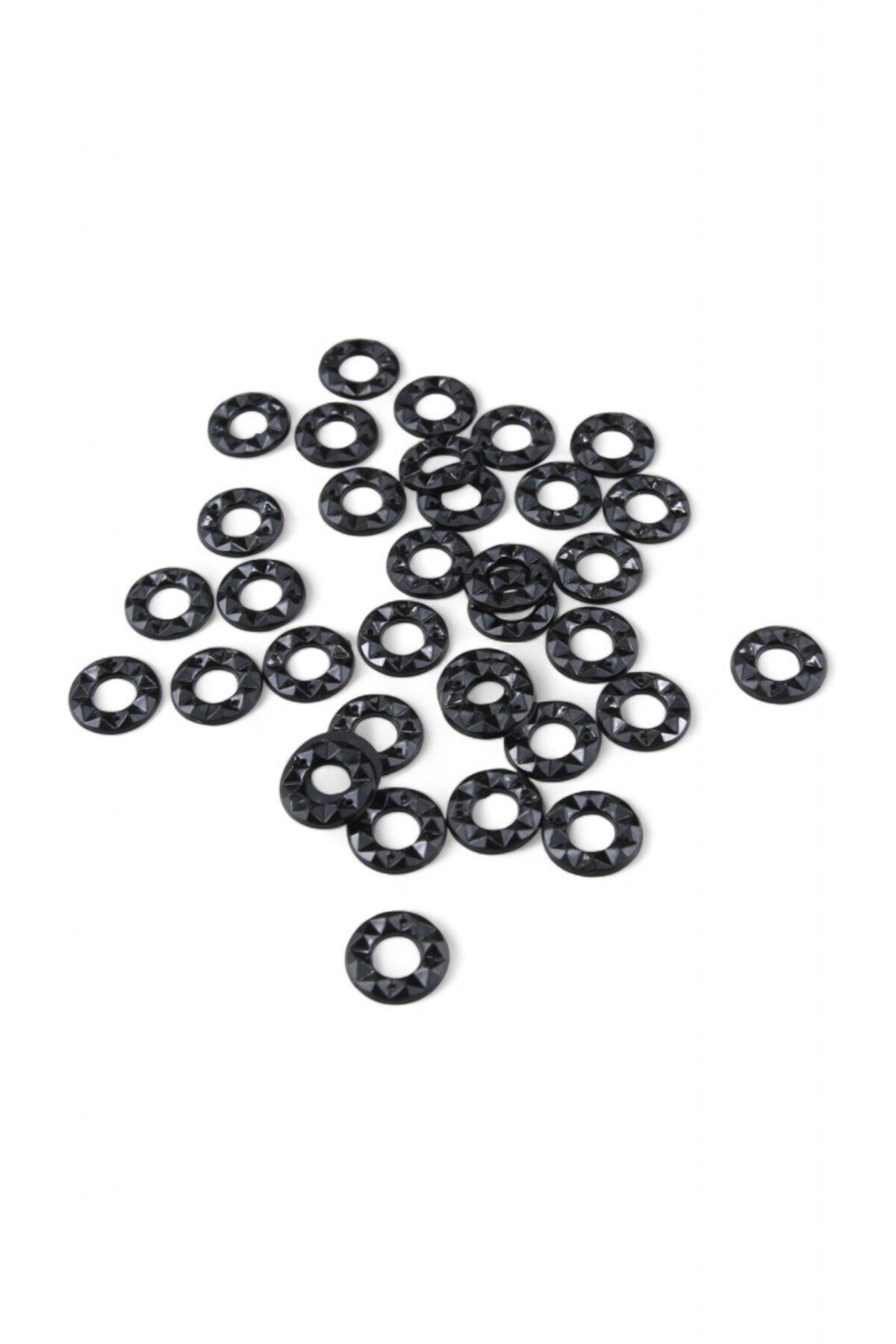 16x4 mm Yuvarlak Halka Desen Siyah Dikme Taş (100 Adet)
