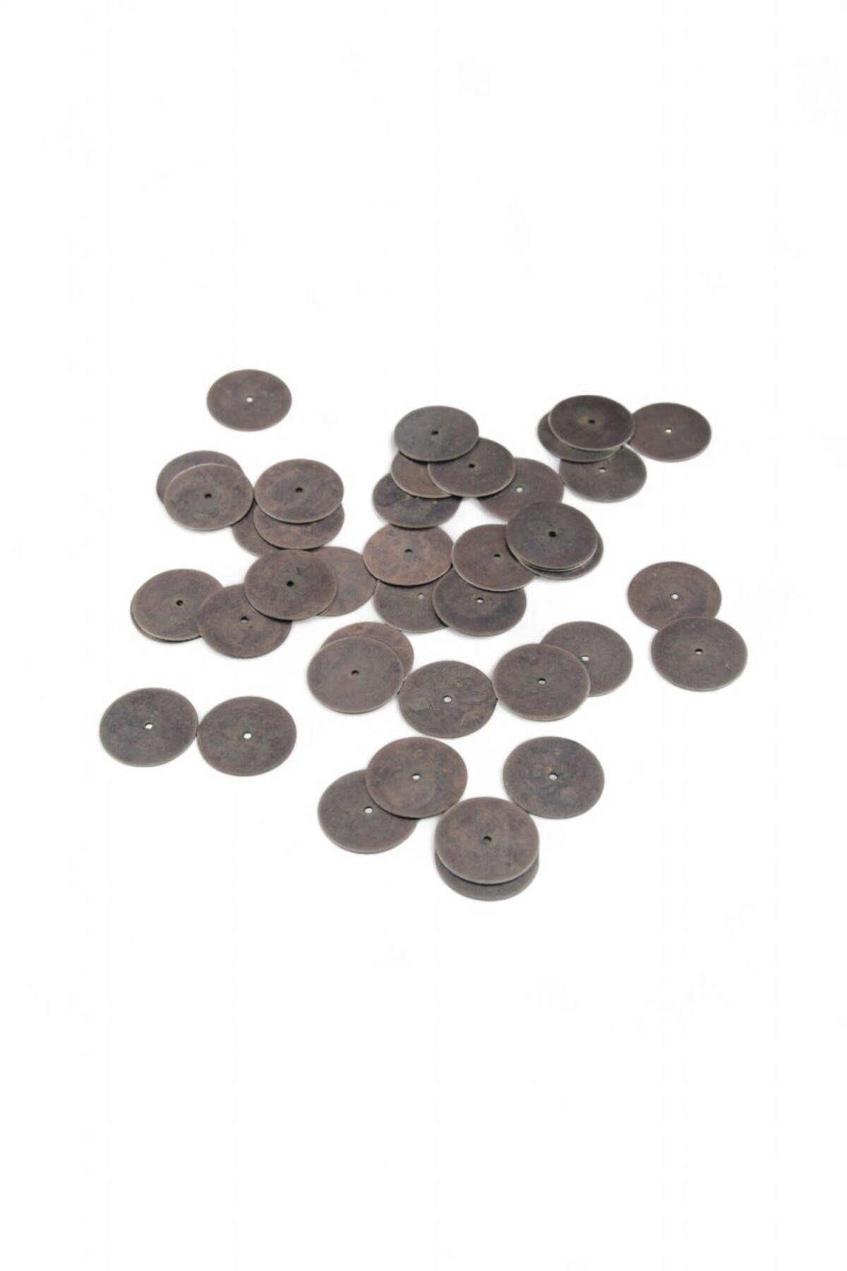 20 mm Eskitme Gümüş Ortadan Delikli Metal Pul Payet (30 Gr 20 Adet)