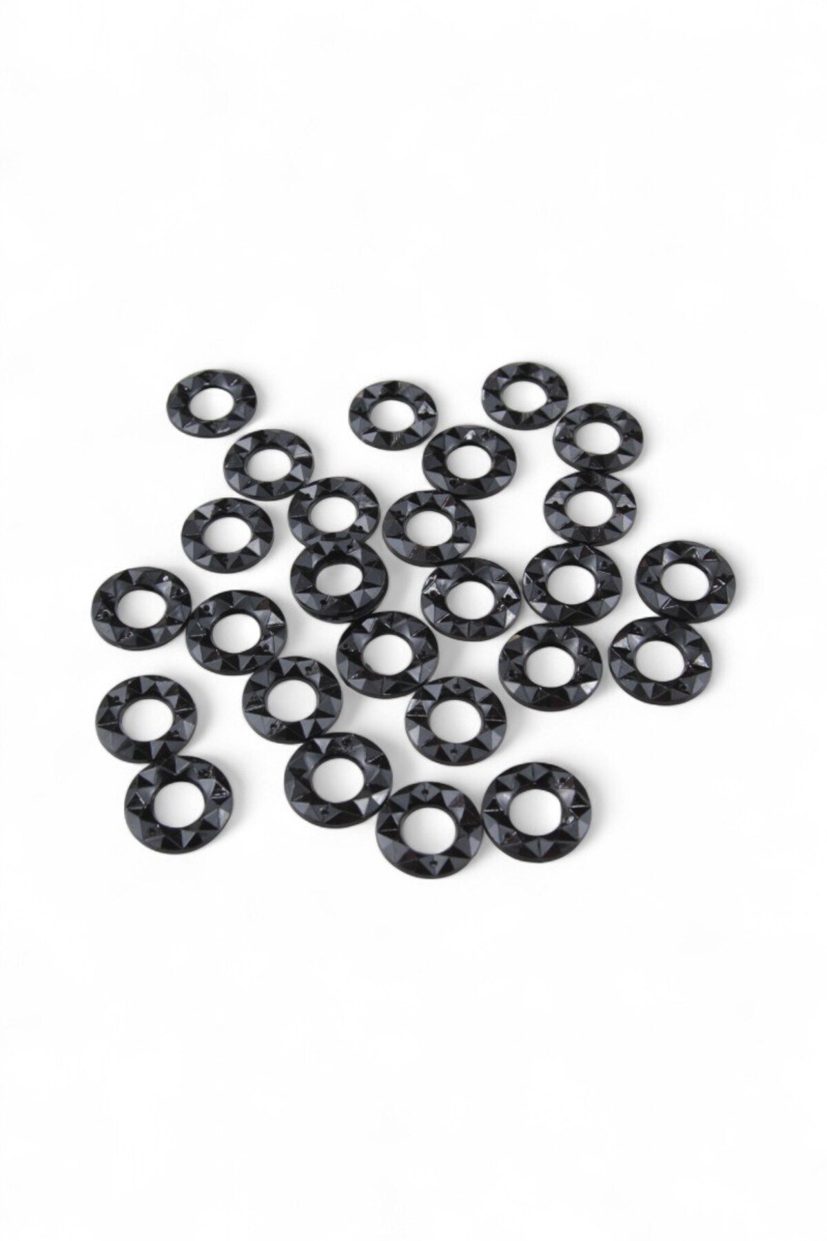 20x5 mm Yuvarlak Halka Desen Siyah Dikme Taş (100 Adet)