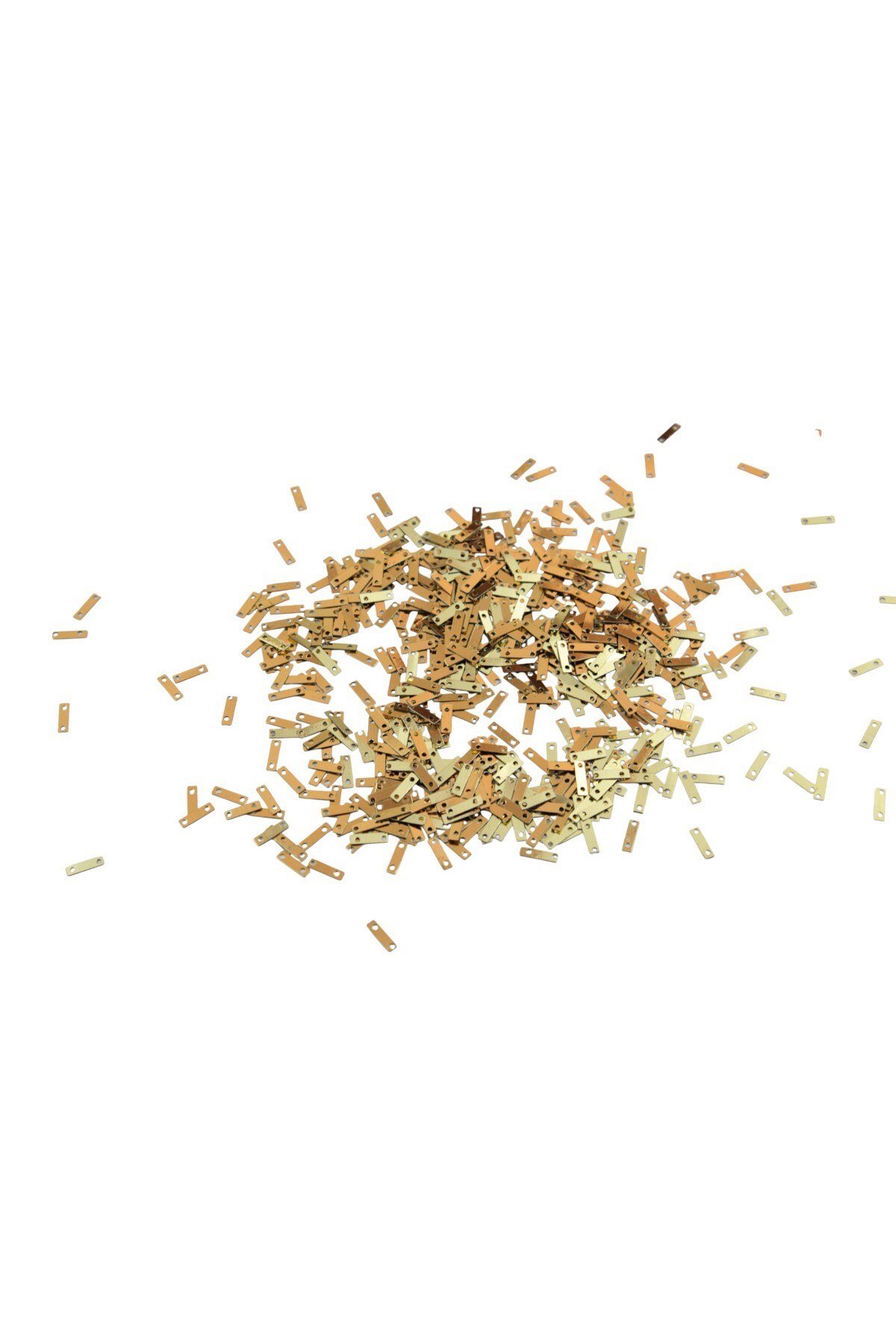 2x8 mm Gold Diktörtgen Çift Delikli Plastik Pul Payet 30 Gr (Tülbent, Oya, Havlu Malzemesi)