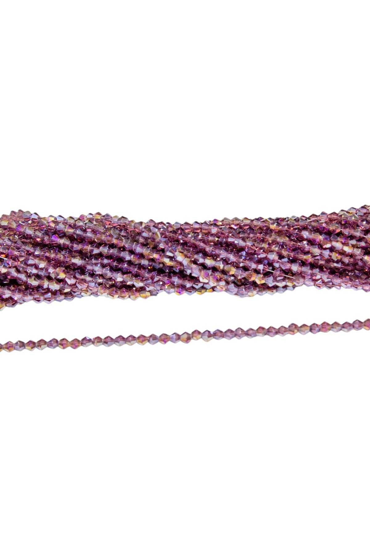 4 mm Açık Mürdüm Piramit Kristal Cam Boncuk 1 Dizi - (85 Adet)