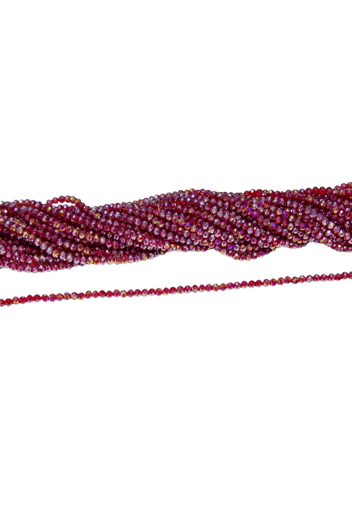 4 mm Bordo Basık Kristal Cam Boncuk 1 Dizi - (110 Adet)