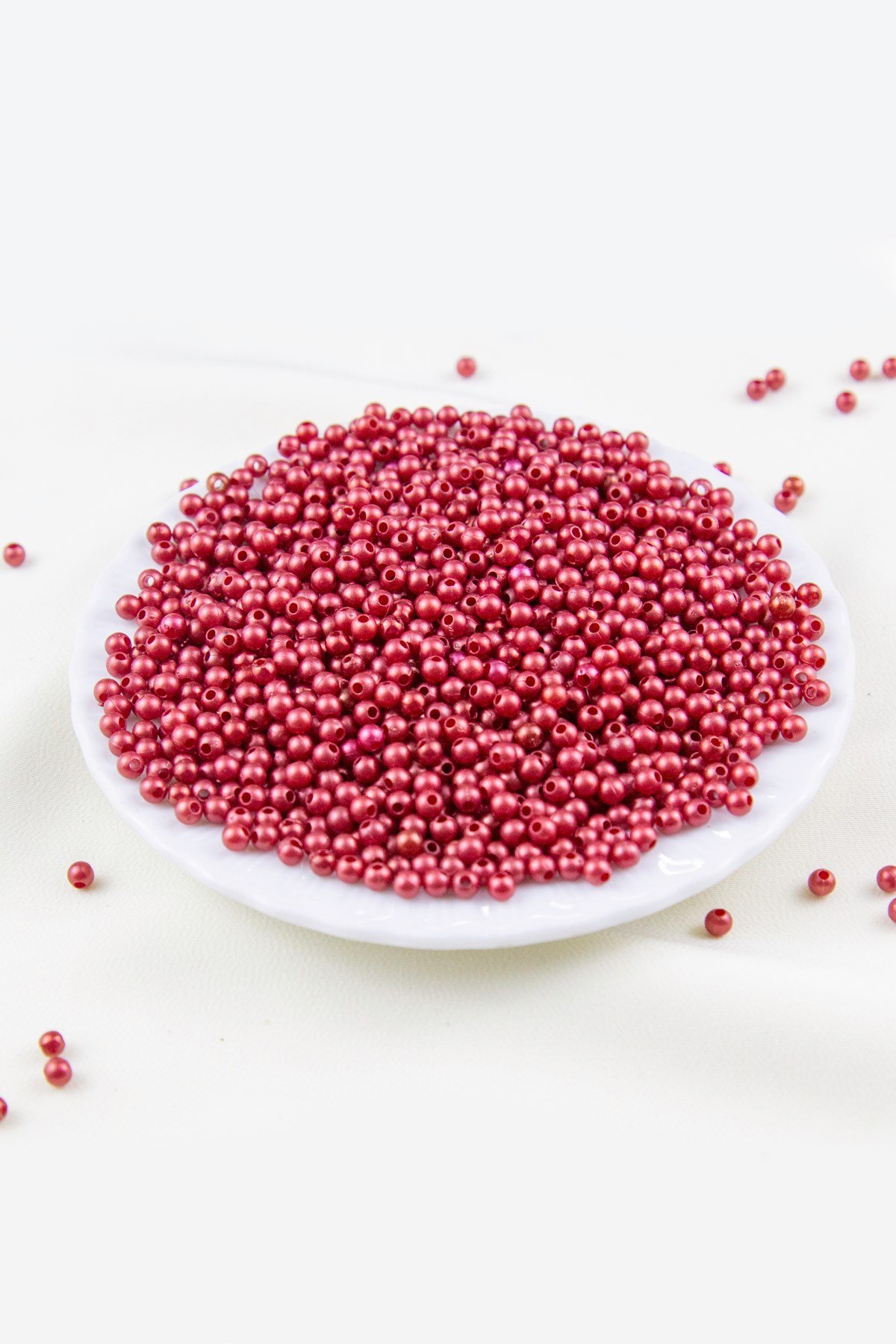 4 mm Bordo Koyu Plastik İnci Boncuk Aksesuar Takı Malzemesi (25 Gr)