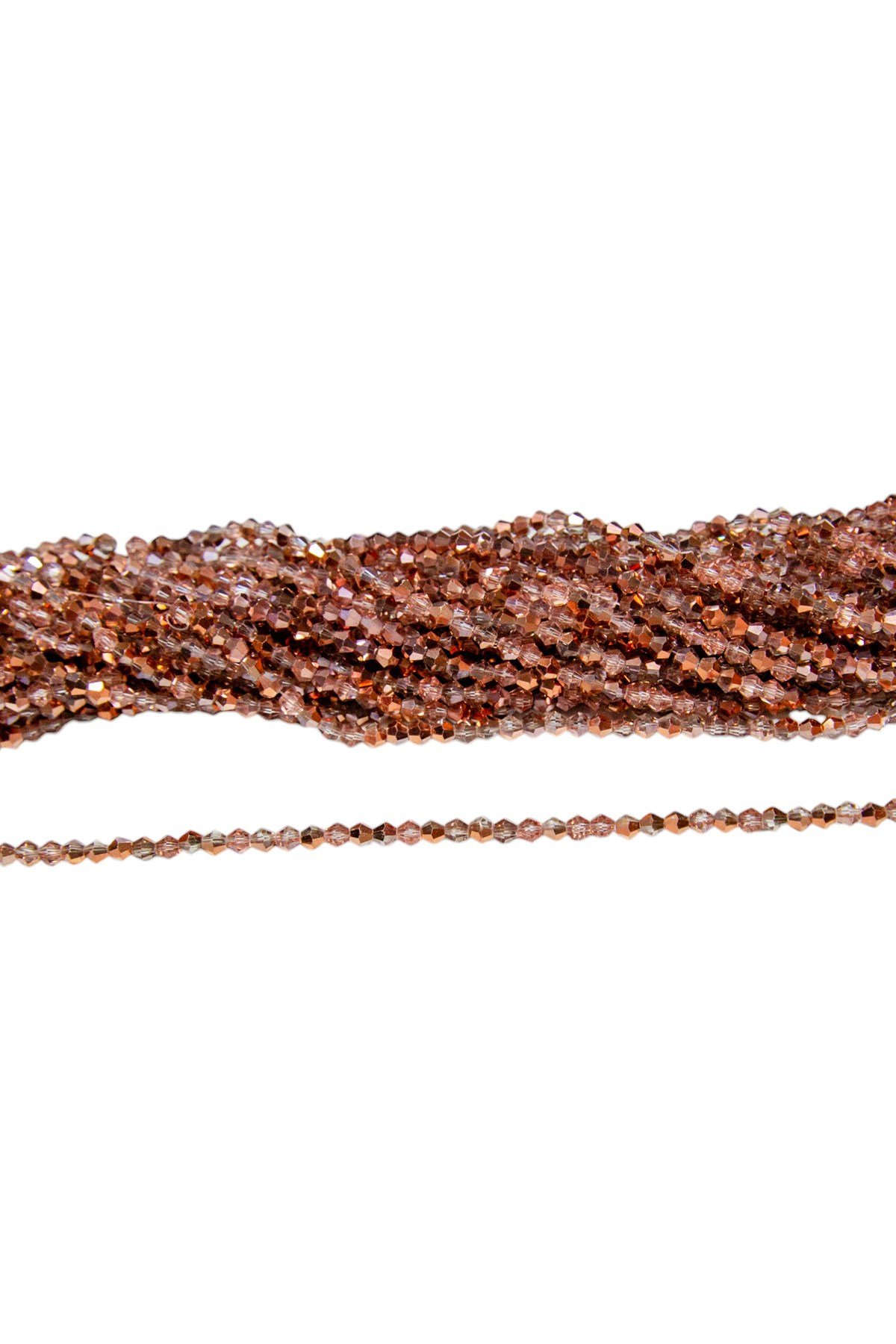 4 mm Çift Renk Bakır Piramit Kristal Cam Boncuk 1 Dizi - (85 Adet)