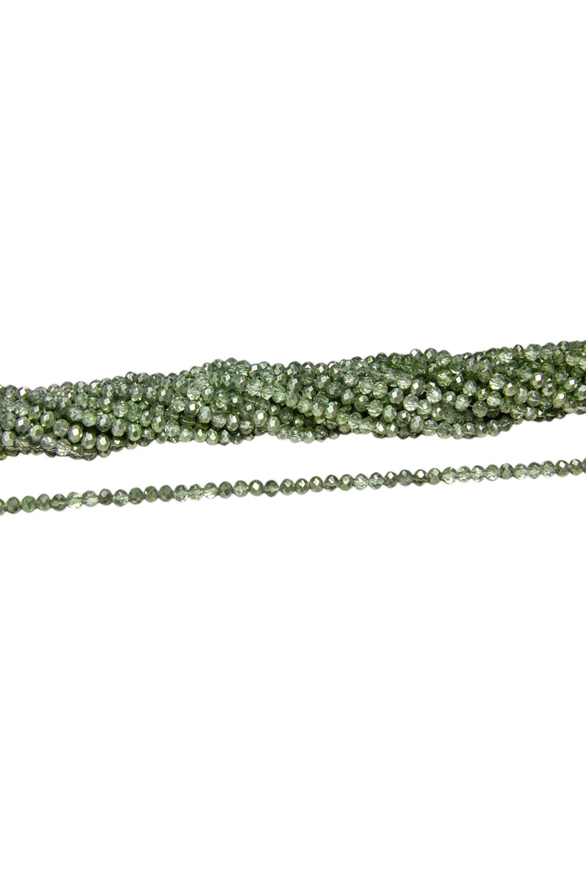 4 mm Çift Renk Yeşil Basık Kristal Cam Boncuk 1 Dizi - (110 Adet)