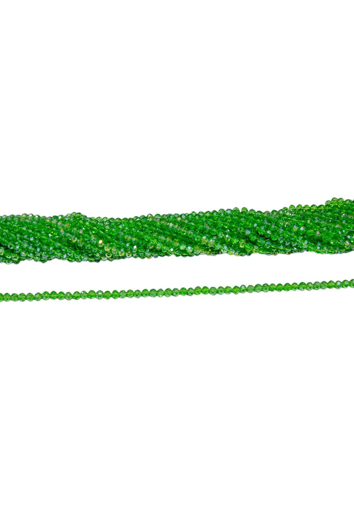 4 mm Çimen Yeşili Basık Kristal Cam Boncuk 1 Dizi - (110 Adet)