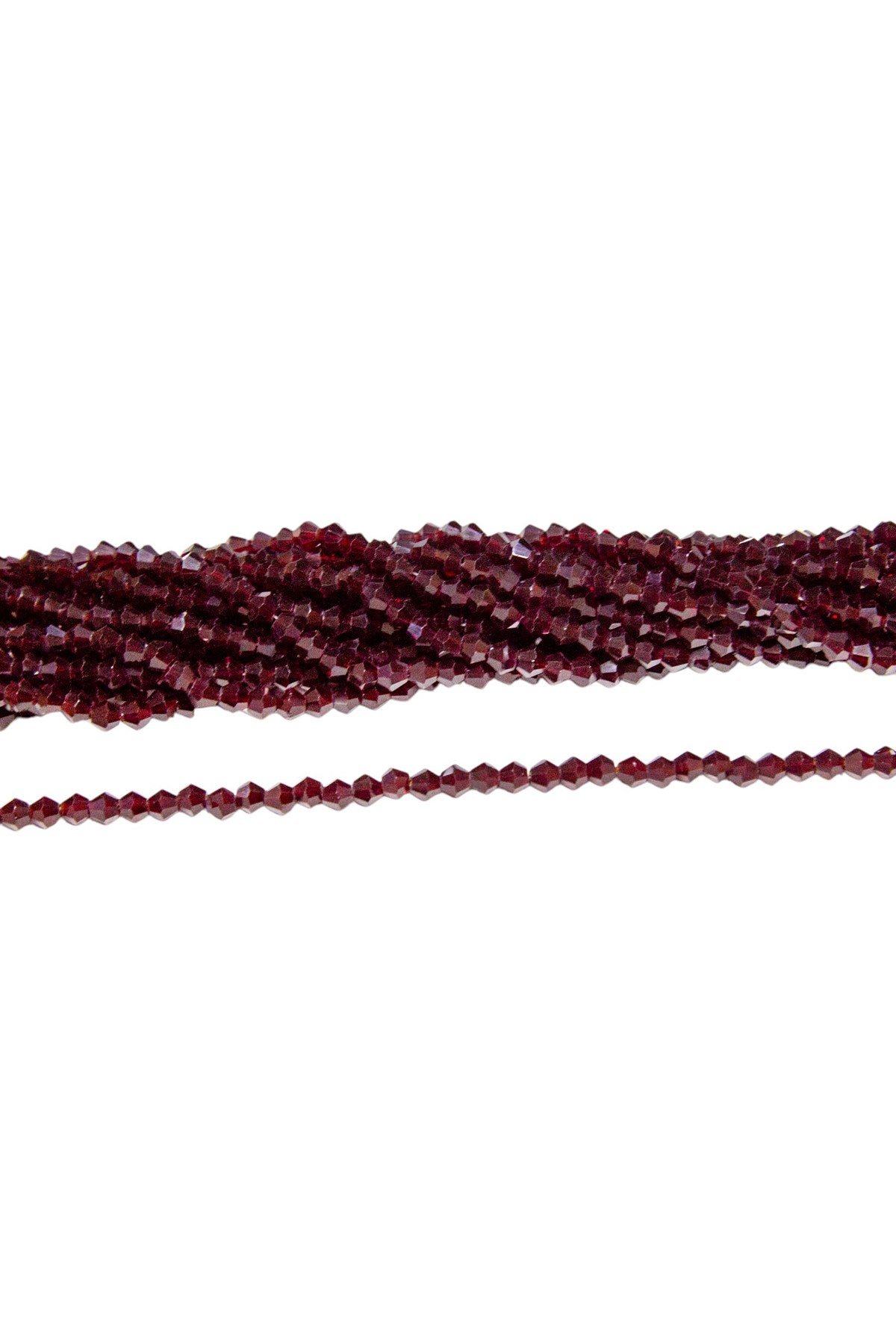 4 mm Koyu Bordo Piramit Kristal Cam Boncuk 1 Dizi - (85 Adet)