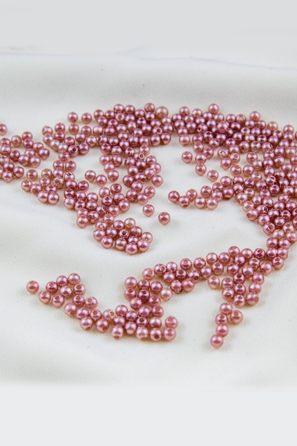 4 mm Koyu Pembe Tonu Plastik İnci Boncuk Aksesuar Takı Malzemesi (25 Gr)