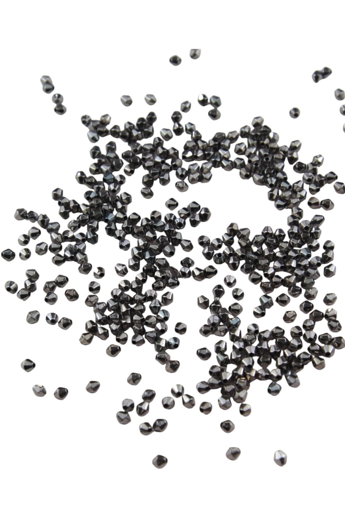 4 mm Piramit Antrasit Plastik Boncuk Aksesuar Takı Malzemesi (25 Gr)