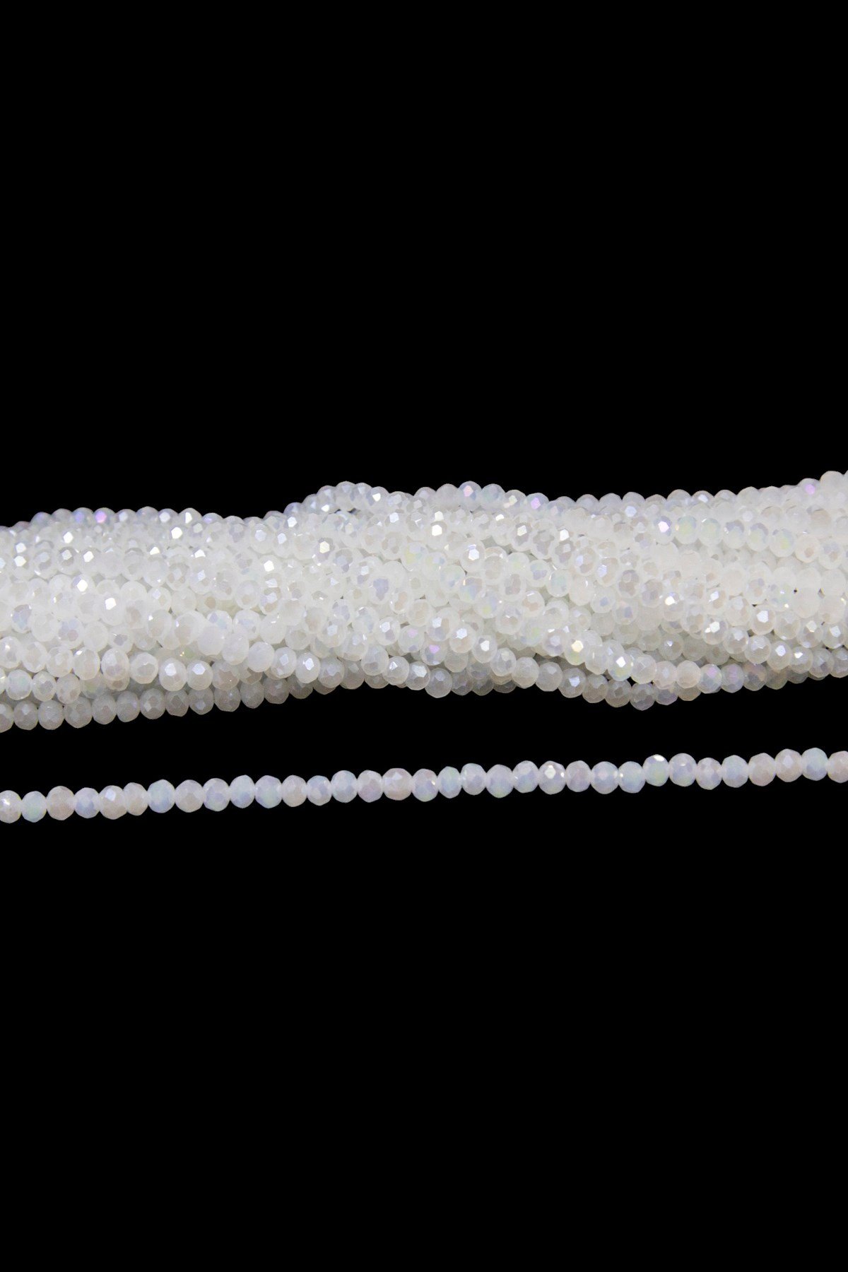 4 mm Süt Beyaz Basık Kristal Cam Boncuk 1 Dizi - (110 Adet)