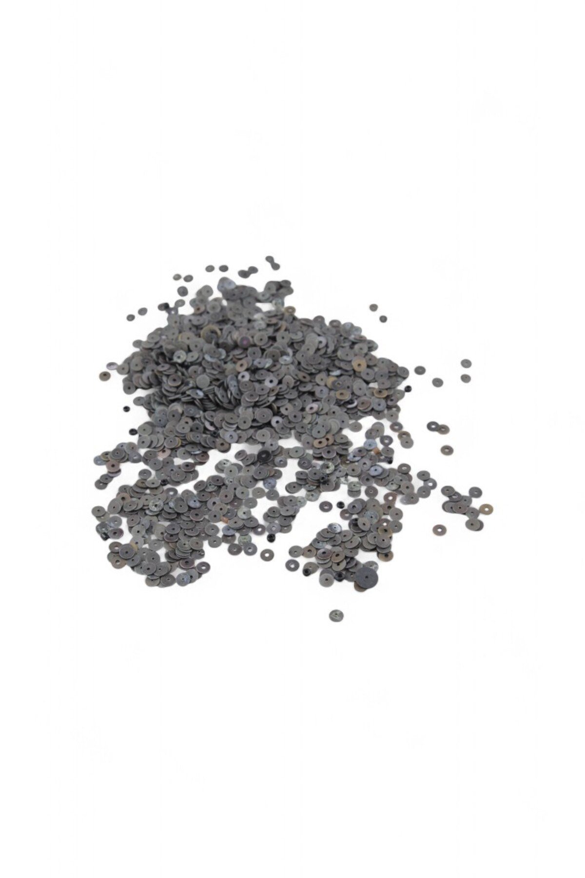 5 mm Eskitme Gri Ortadan Delikli Pirinç Pul Payet (30 Gr 470 Adet)