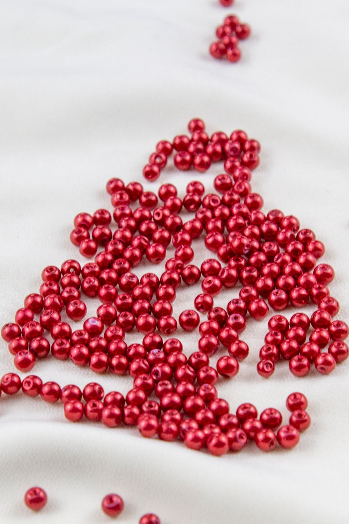 5 mm Güzel Kırmızı Cam İnci Boncuk Aksesuar Takı Malzemesi (30 Gr 160 Adet)