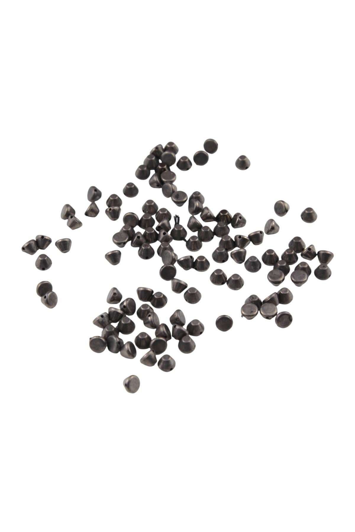5 mm Metalik Koyu Gri İçten Delikli Piramitimsi Desen Boncuk Aksesuar (30 Gr 350 Adet)