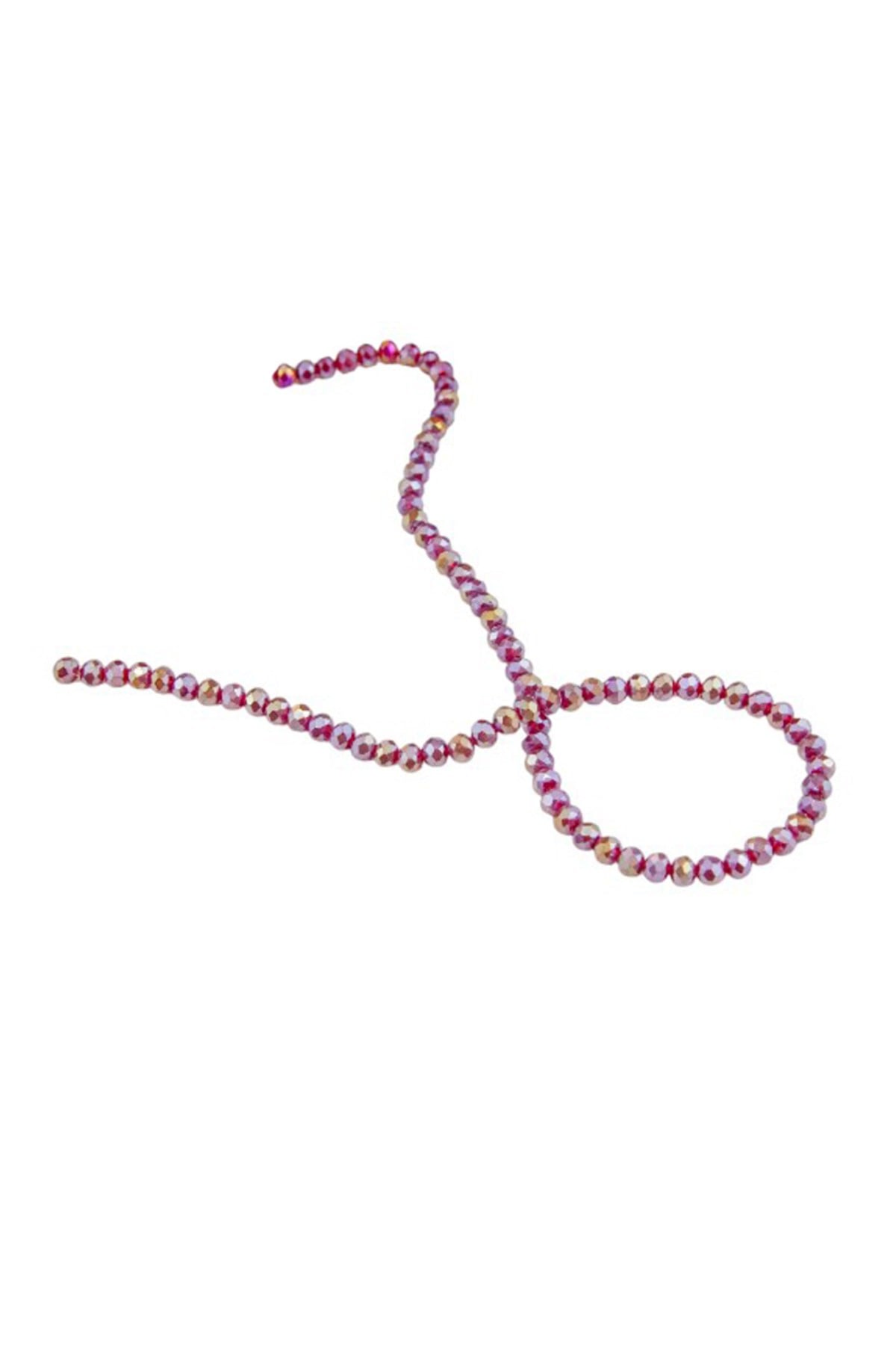 6 mm Bordo Kristal Cam Boncuk 1 Dizi - (80-85 Adet)