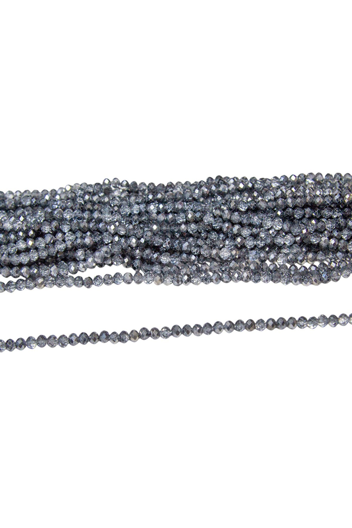 6 mm Çift Duman Kristal Cam Boncuk 1 Dizi - (80-85 Adet)
