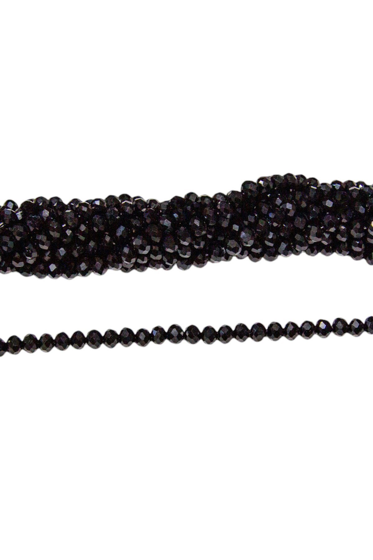 6 mm Siyah Kristal Cam Boncuk 1 Dizi - (80-85 Adet)