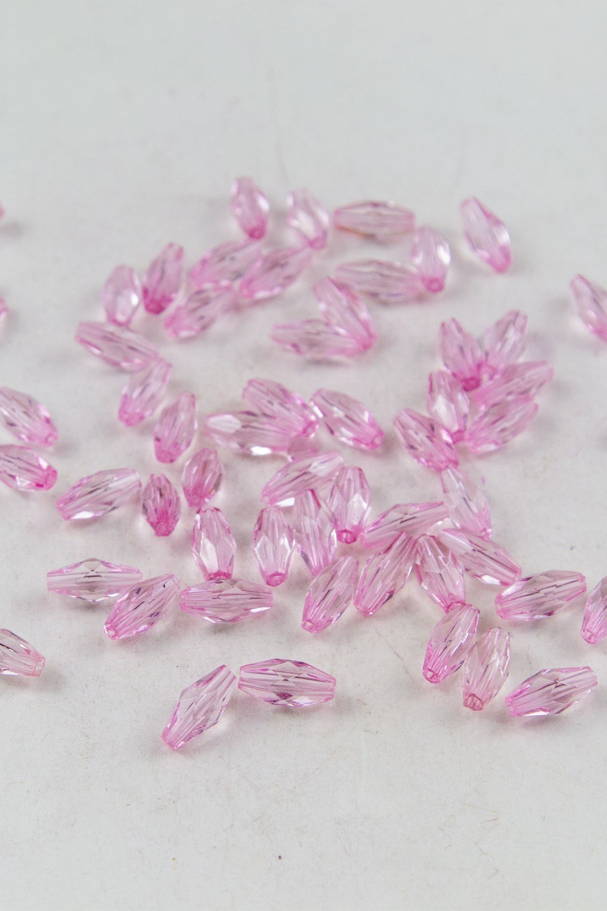 6x13 mm Şeffaf Şeker Pembe Arpa Boncuk Aksesuar (25 Gram)