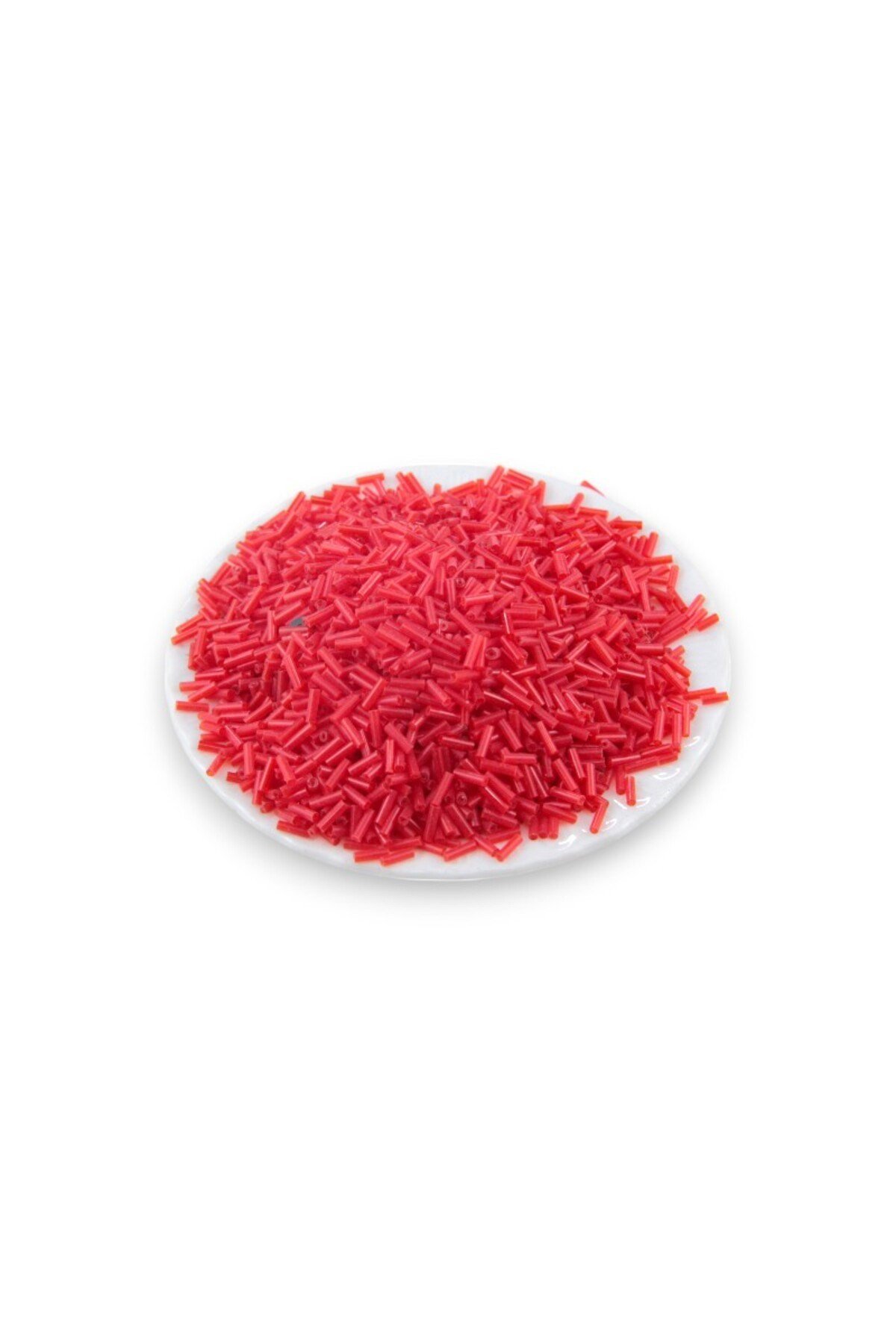 6x2 mm Bayrak Kırmızı Boru Boncuk 100 Gr