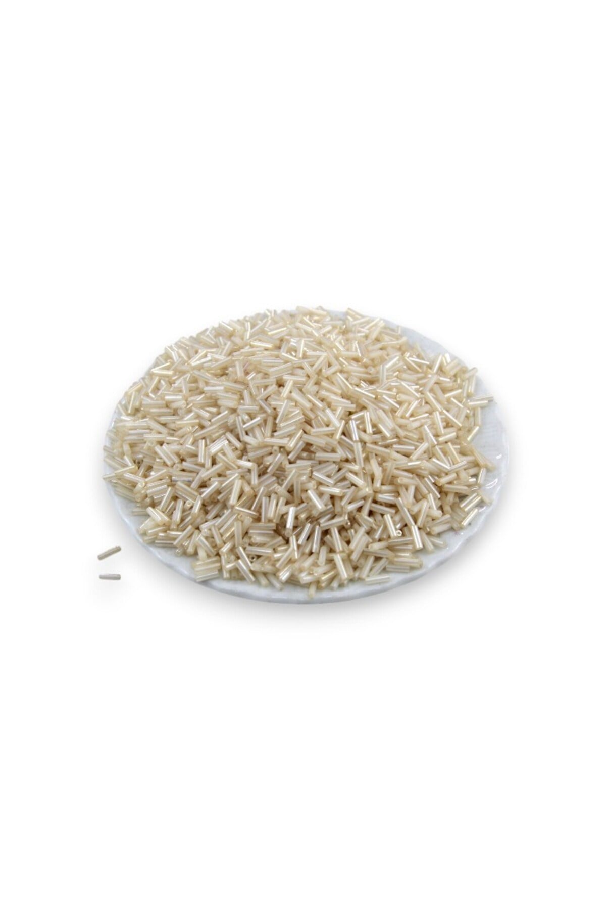 6x2 mm İnci Krem Boru Boncuk 100 Gr