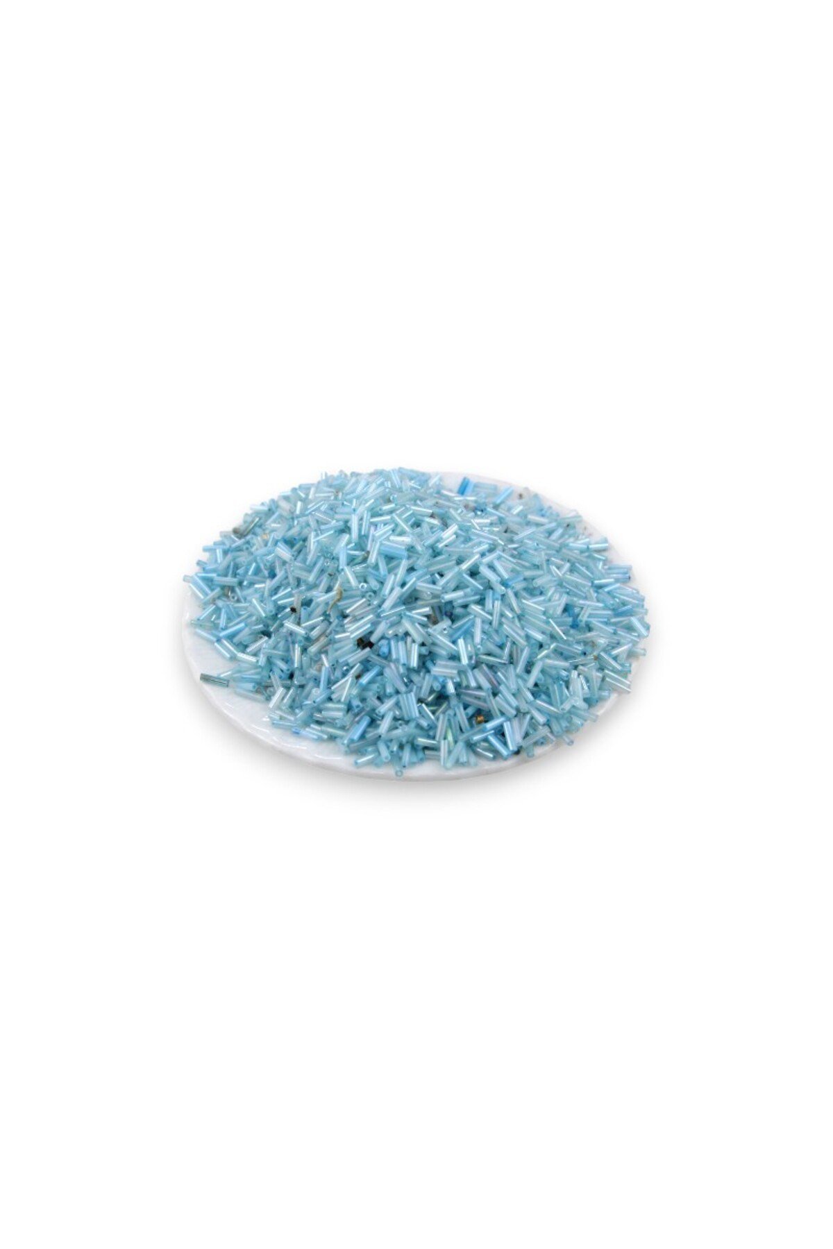 6x2 mm Pastel Açık Mavi Boru Boncuk 100 Gr