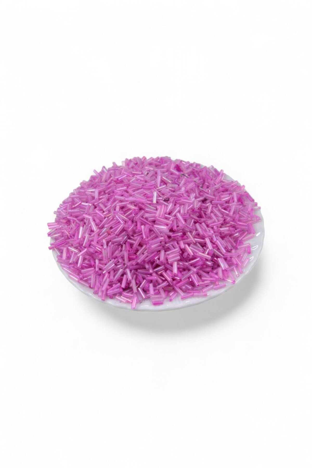 6x2 mm Pastel Fuşya Boru Boncuk 90 Gr