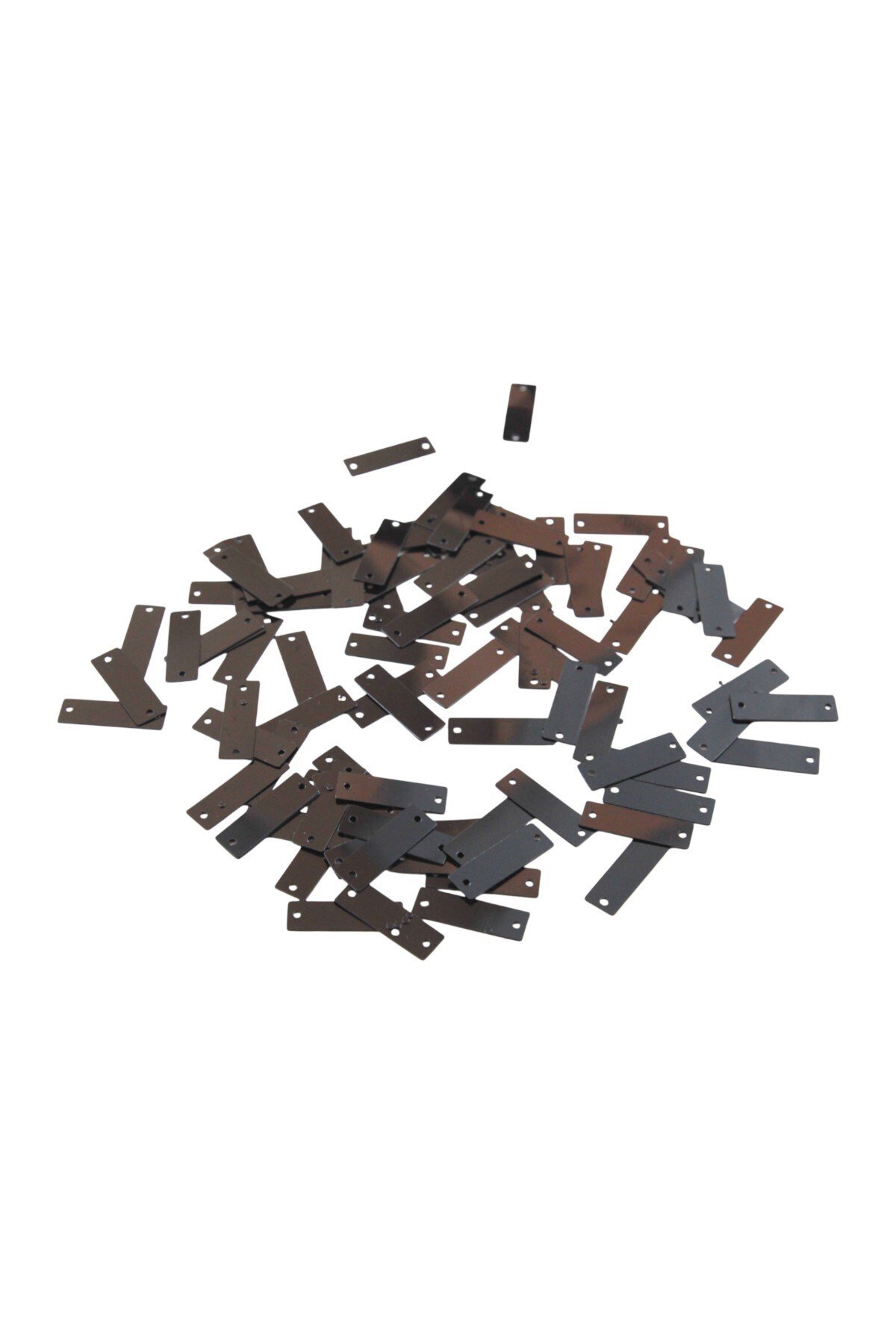 6x20 mm Siyah Diktörtgen Çift Delikli Plastik Pul Payet 30 Gr (Tülbent, Oya, Havlu Malzemesi)