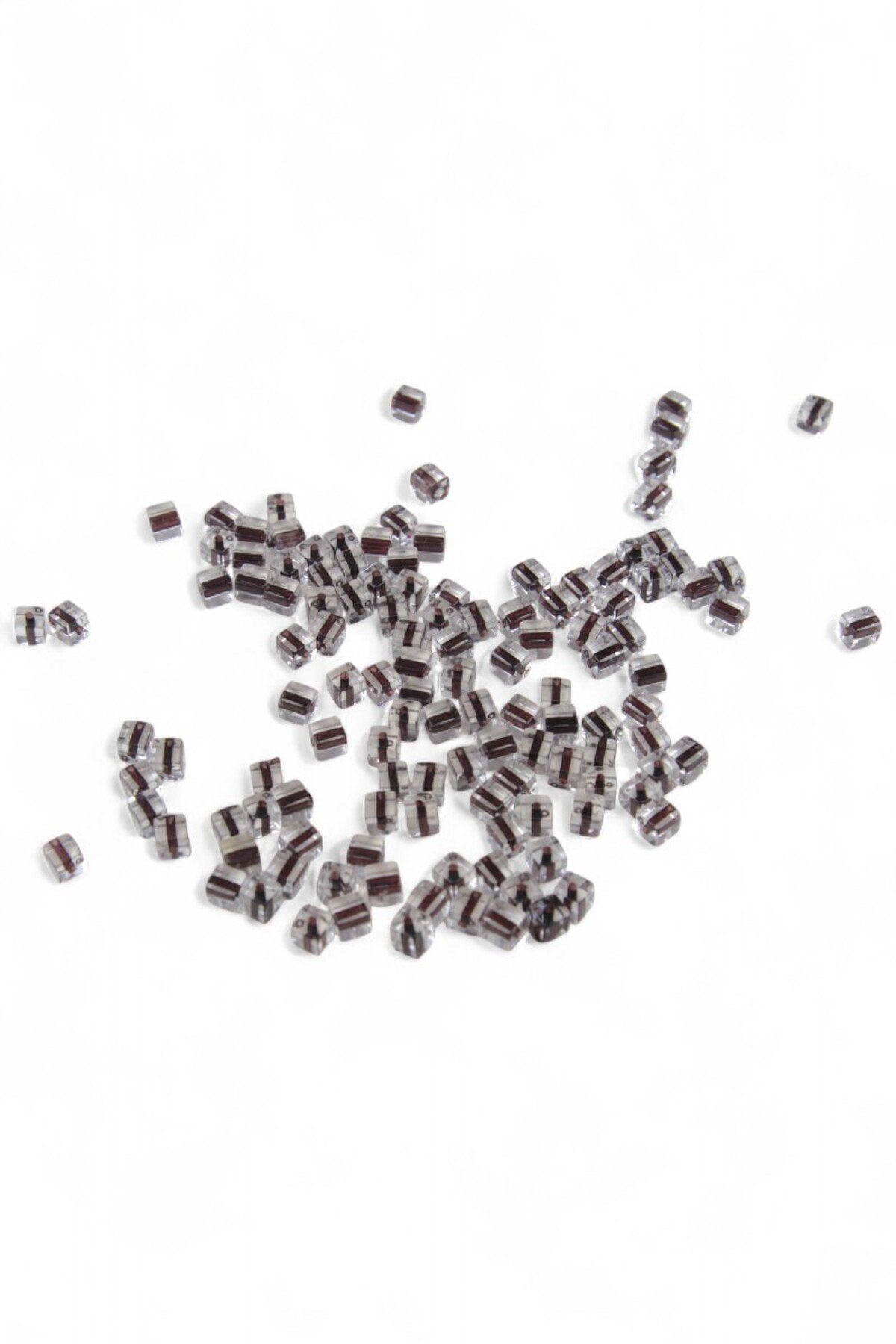 6x6 mm Kare Şeffaf Çizgi Desen Takı Malzemesi Boncuk (100 Adet)