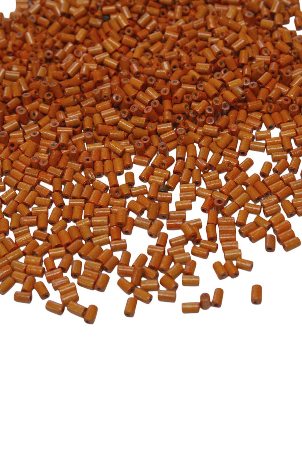 7 mm Silindir Turuncu Renk Ahşap Boncuk 50 gr