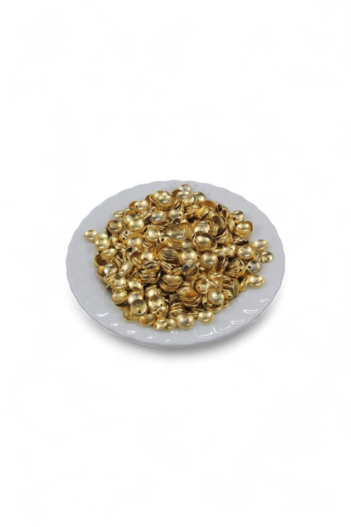 8 mm Çift Delikli Bombeli Gold Pul Payet (30 Gr 125 Adet)