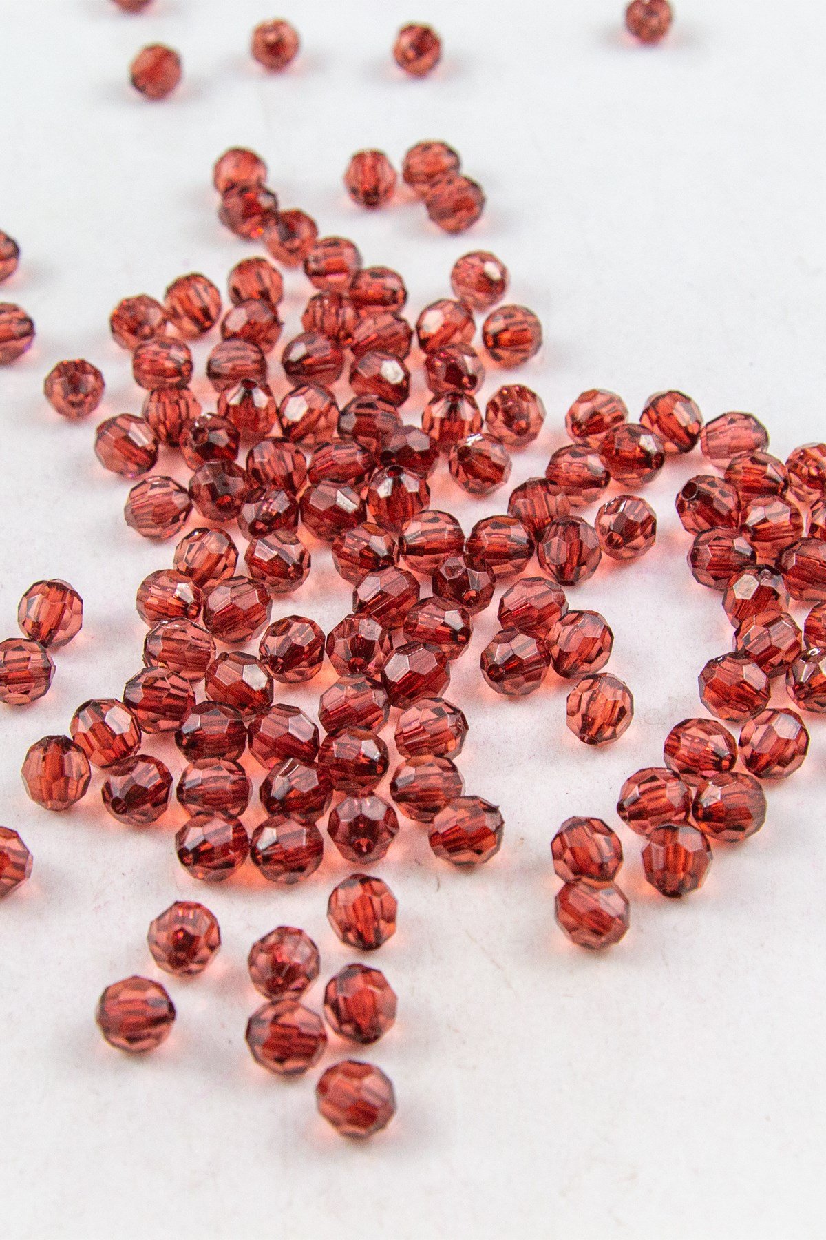 8 mm Dünya Akrilik Boncuk Koyu Bordo Aksesuar Takı Malzemesi (25 Gram)