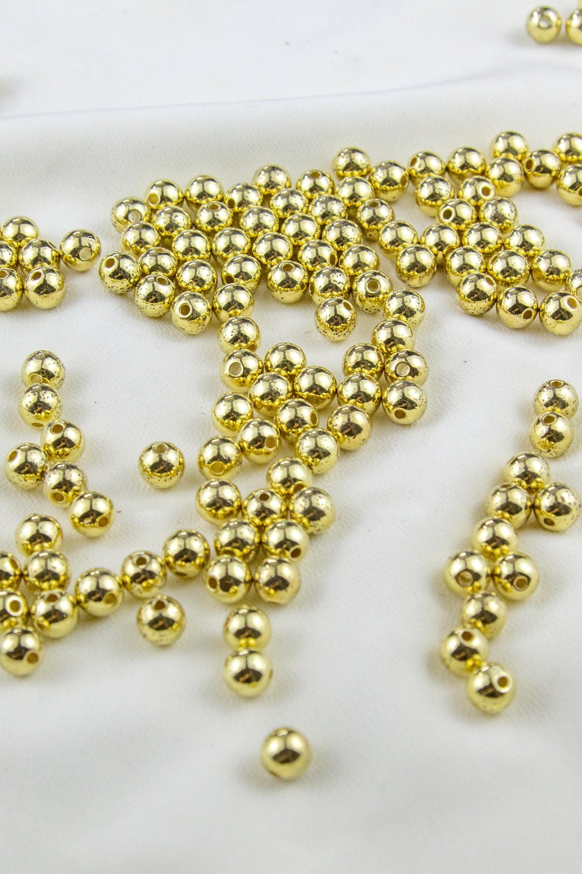 8 mm Gold Parlak Kaplama CCB Plastik İnci Boncuk Aksesuar Malzemesi (25 Gr)