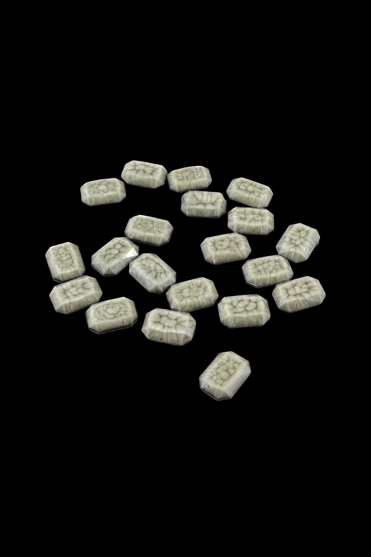 Açık Gri Damar Desen Doğal Görünümlü Diktörtgen Dikme Taş Aksesuar Boncuk 24x17 mm (5 Adet)