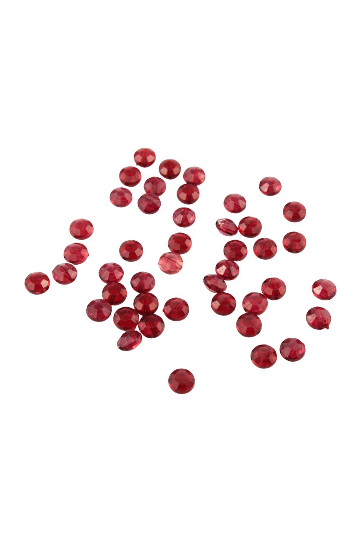 Akrilik 10 mm Bordo Yuvarlak İçten Delikli Bombeli Boncuk Aksesuar Takı Malzemesi (30 Gr 85 Adet)