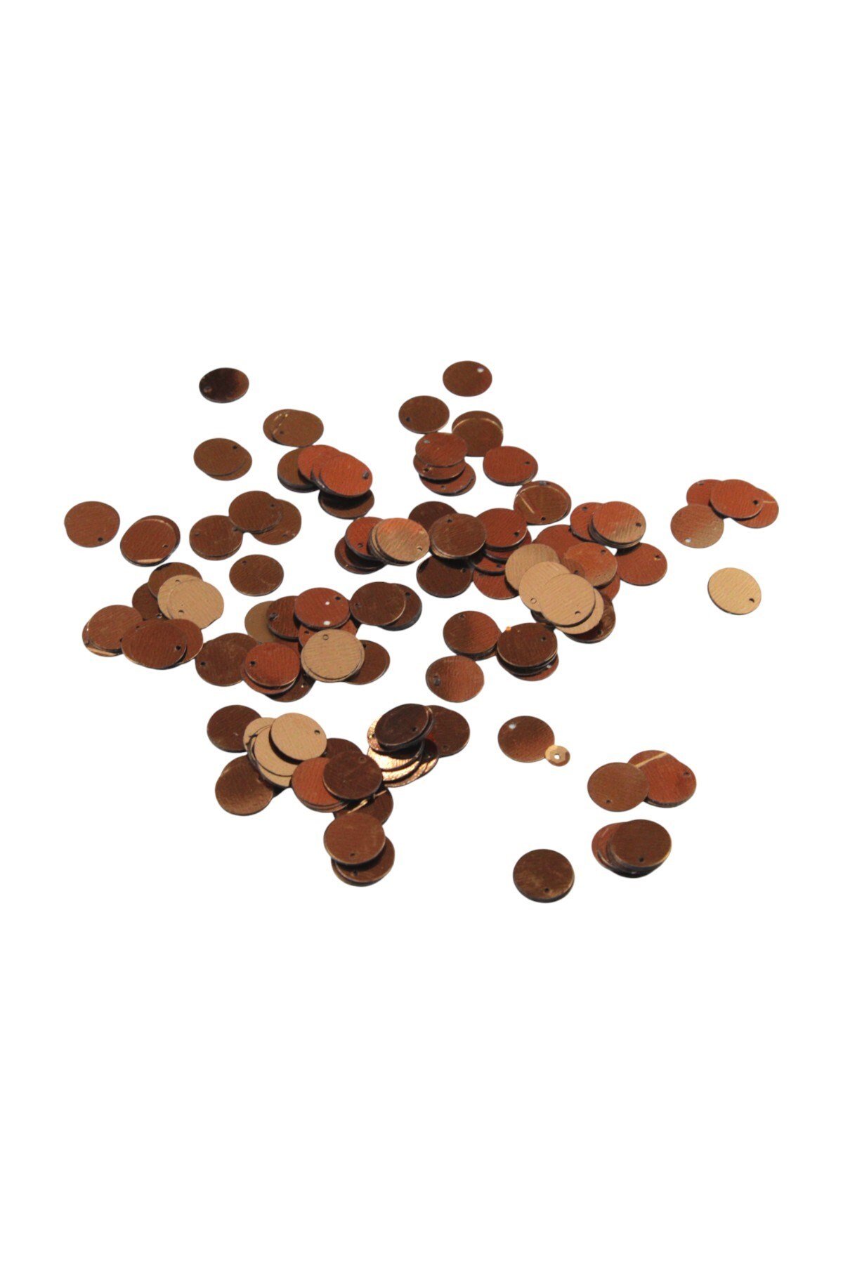 Bakır Bronz 12 mm Yandan Delikli Plastik Pul Payet 30 Gr (Tülbent, Oya, Havlu Malzemesi)