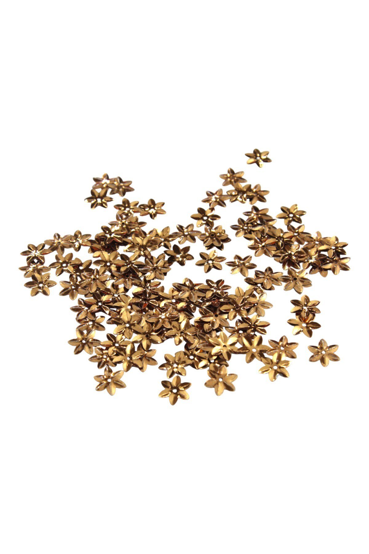 Bakır Yıldız 14 mm Desen Randela Pul Payet 30 Gr (Tülbent, Oya, Havlu Malzemesi)