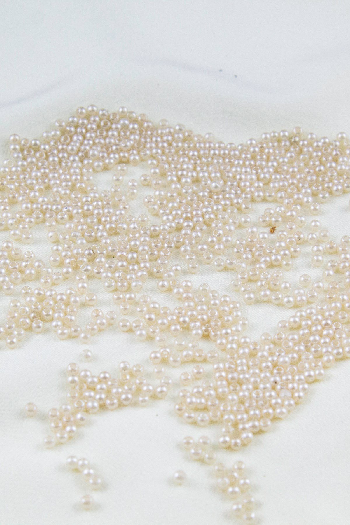 Bej 3 mm Plastik İnci Boncuk Takı Aksesuar Malzemesi (25 Gr)
