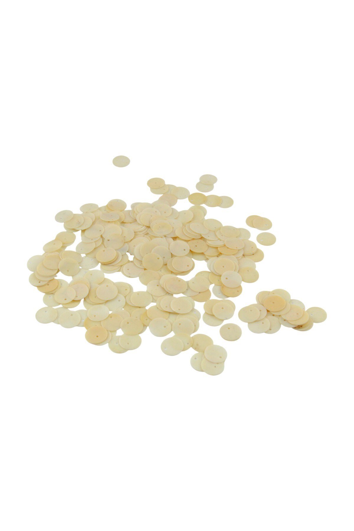 Bej Rengi 12 mm Yandan Delikli Plastik Pul Payet 30 Gr (Tülbent, Oya, Havlu Malzemesi)